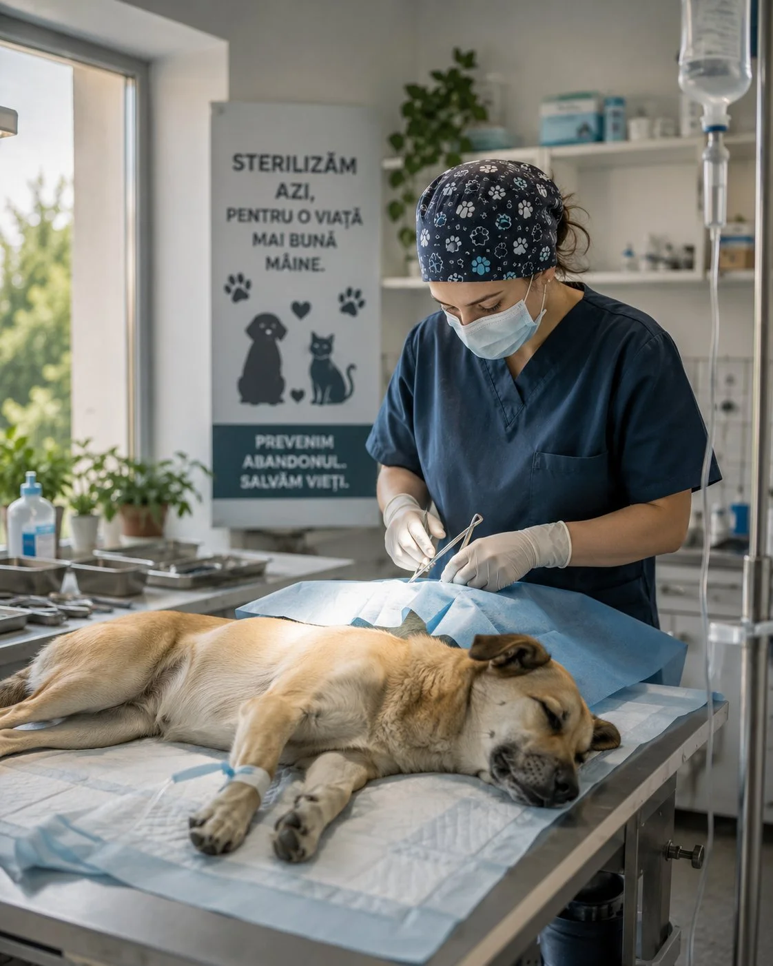 Intervenție de sterilizare într-o clinică veterinară